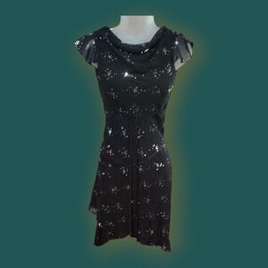 Black Sequin Mini Dress | Vintage Night-Out Y2K Glam
